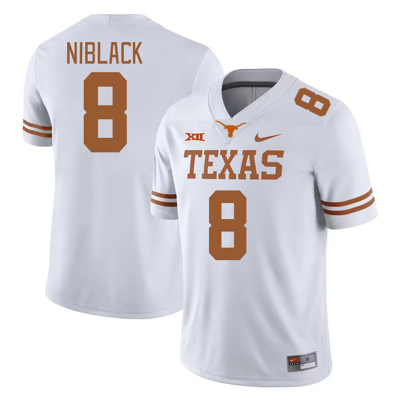 Men #8 Amari Niblack Texas Longhorns College Football Jerseys Stitched-White